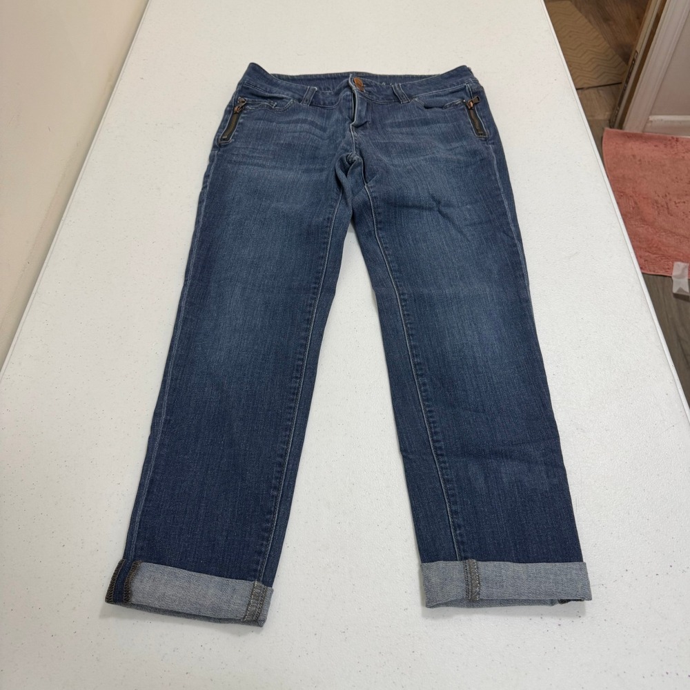 Soho New York & Company Womens Boyfriend Jeans Blue Medium Wash Cuffed Size 4